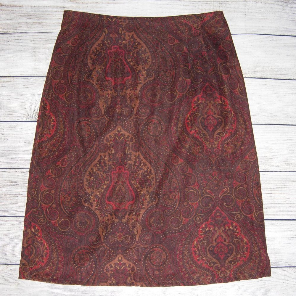 Brown Paisley Midi Skirt 14